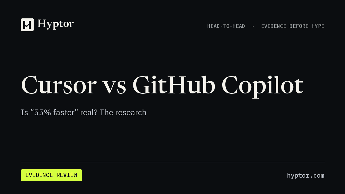 Hyptor evidence review: Cursor vs GitHub Copilot — is 55% faster real?